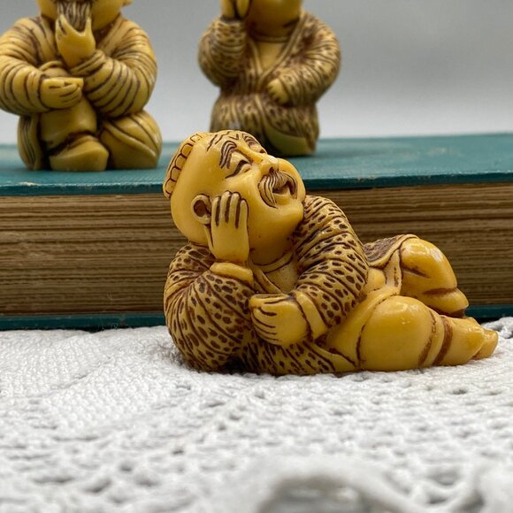3 Little  Monk Figurines Buddhas Vintage Collectible  ornament figurines - Picture 2 of 7
